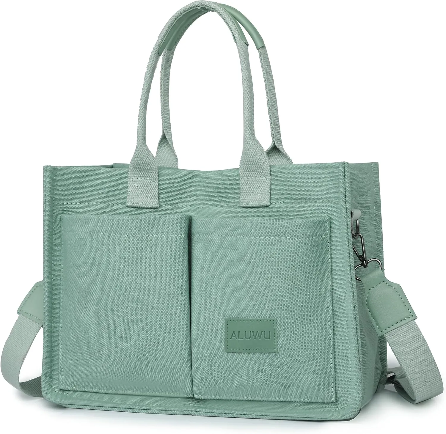 ALUWU Work Tote Bags for Women, Canvas Tote bag Womens Purse Handbags Crossbody Laptop Book Bag for Travel Nurse College Gift