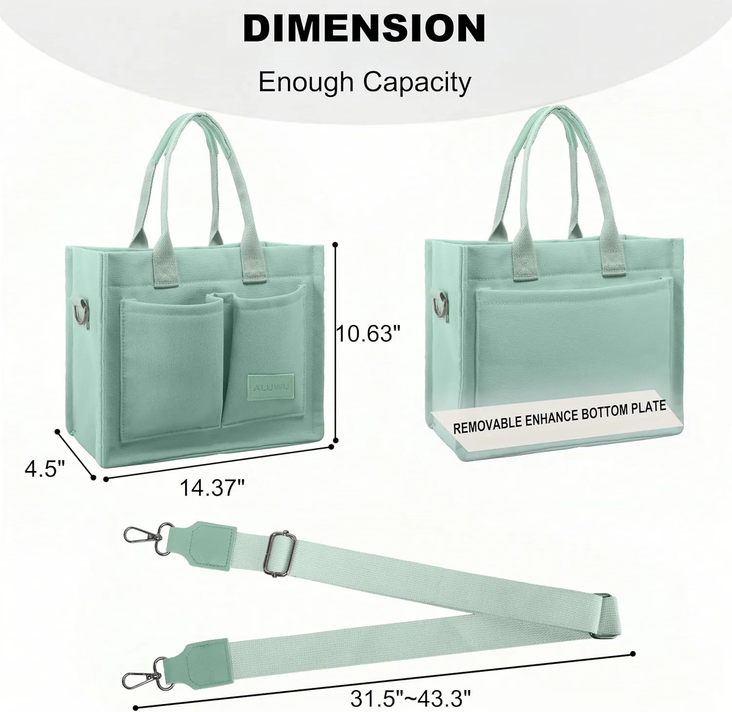 ALUWU Work Tote Bags for Women, Canvas Tote bag Womens Purse Handbags Crossbody Laptop Book Bag for Travel Nurse College Gift