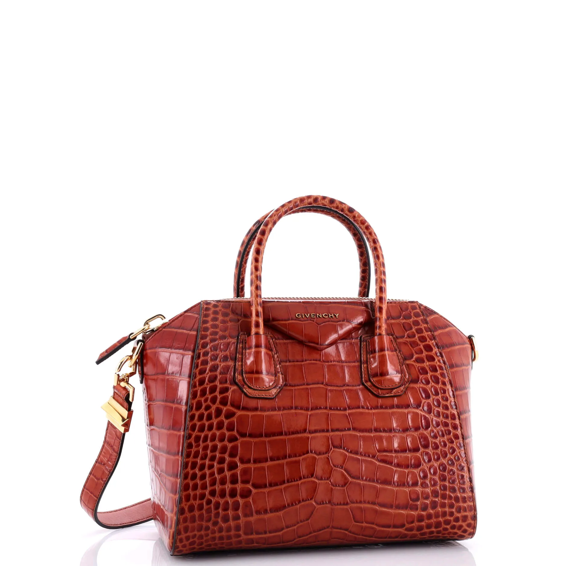 Antigona Bag Crocodile Embossed Leather Small