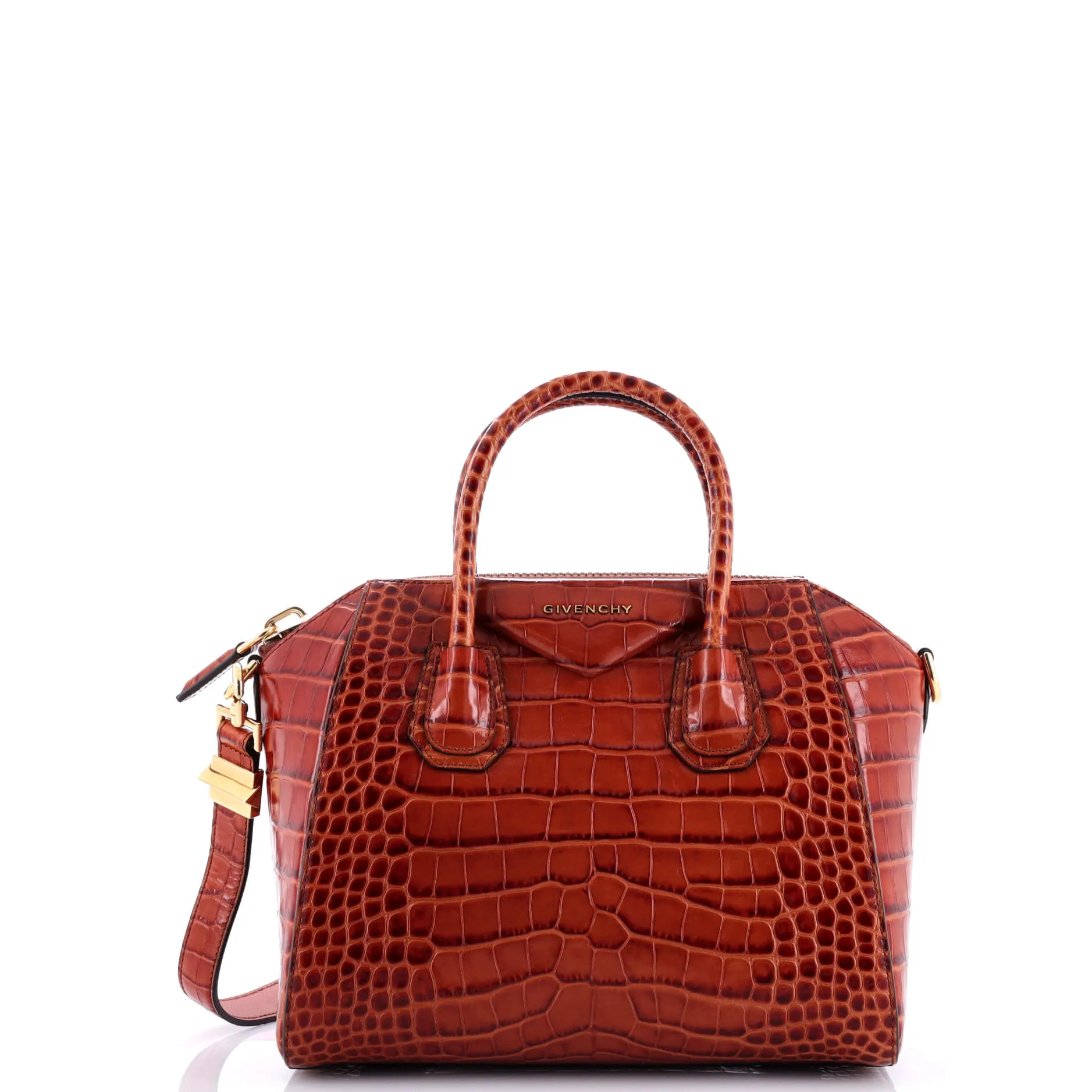 Antigona Bag Crocodile Embossed Leather Small
