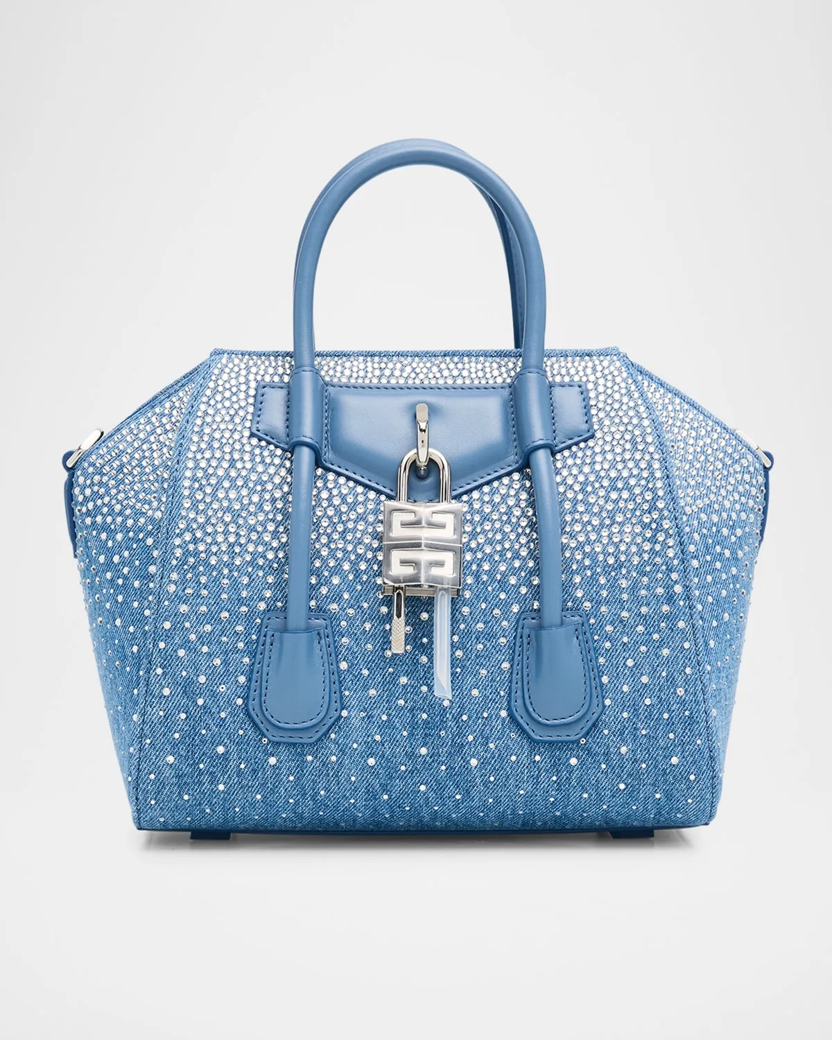 Antigona Lock Mini Shoulder Bag in Embellished Denim
