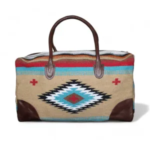 Aztec Large Weekender Southwestern Duffel Bag Saddle Blanket Bag 100% Leather Handles (Cayman)