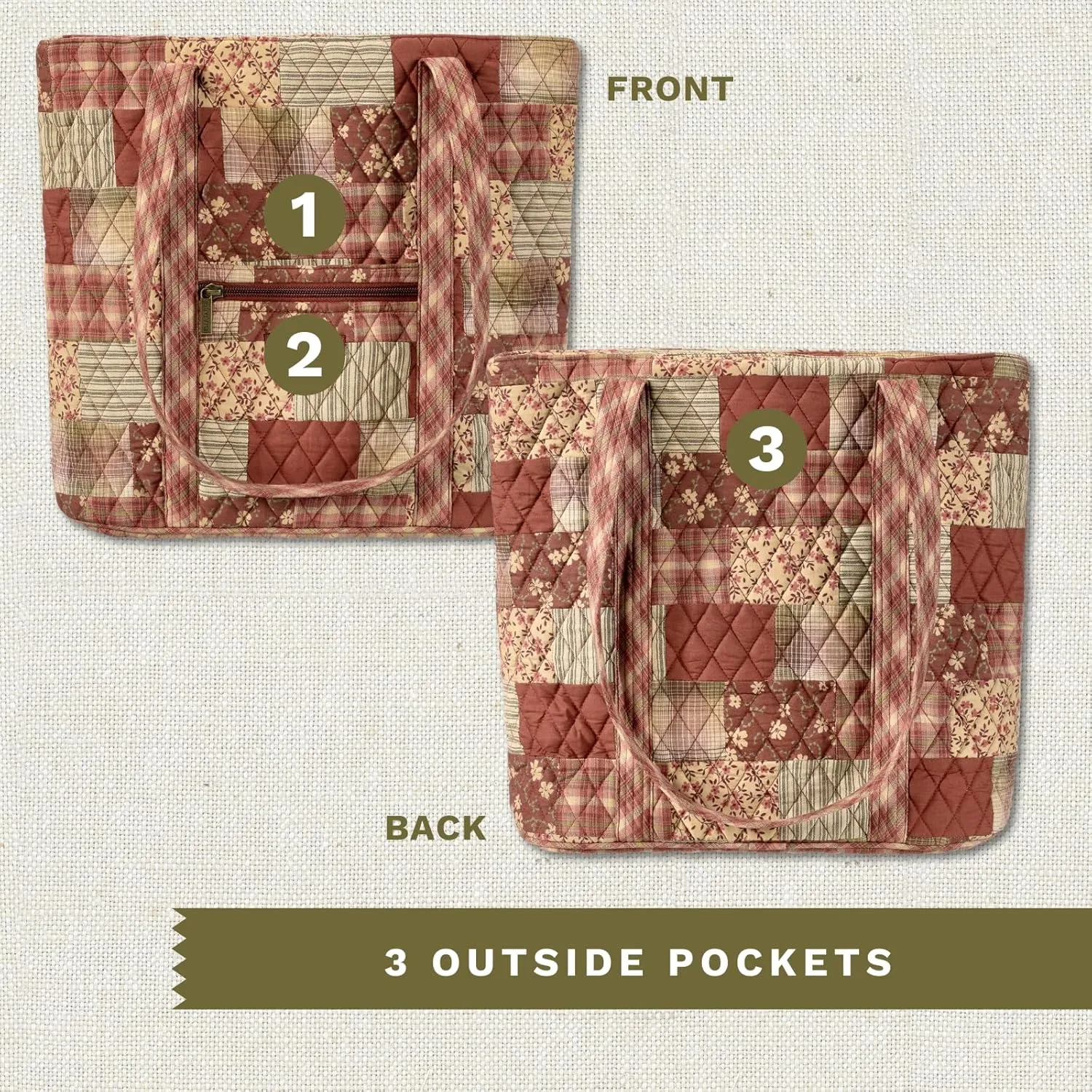 Bella Taylor Large Tote | Lightweight Quilted Fabric Tote Bags for Women