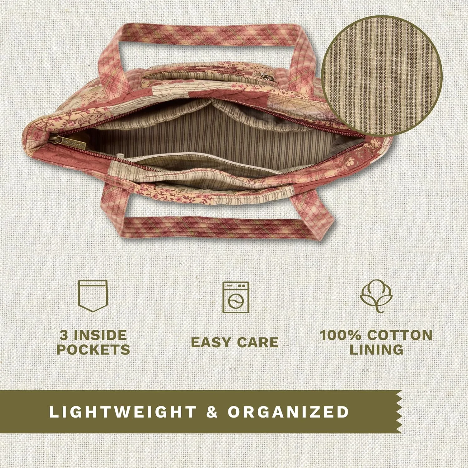 Bella Taylor Large Tote | Lightweight Quilted Fabric Tote Bags for Women