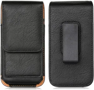 Belt Clip Case for Archos Core 50 5'' Premium Leather Holster Pouch Magnetic Vertical Waist Phone Bag with Rotating Belt Clip & ID Card Holder, Black