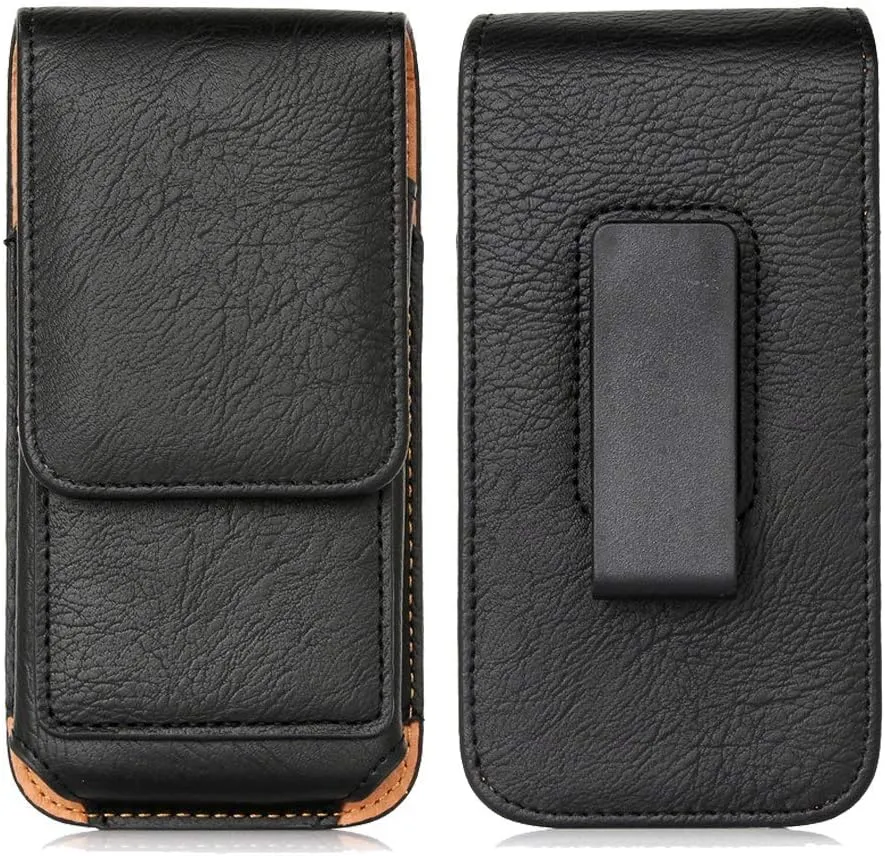 Belt Clip Case for Archos Core 50 5'' Premium Leather Holster Pouch Magnetic Vertical Waist Phone Bag with Rotating Belt Clip & ID Card Holder, Black