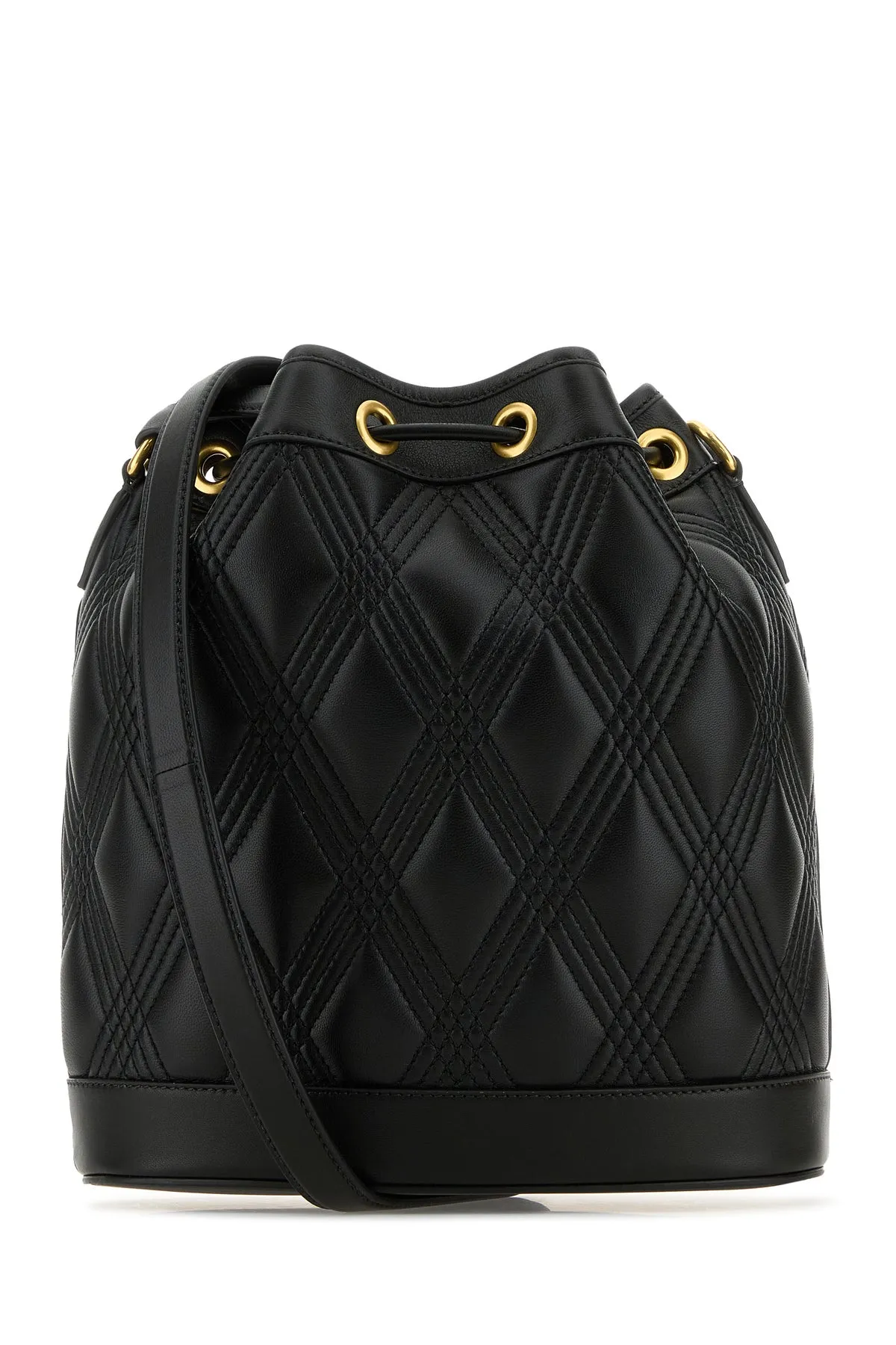 Black nappa leather Quiltie bucket bag