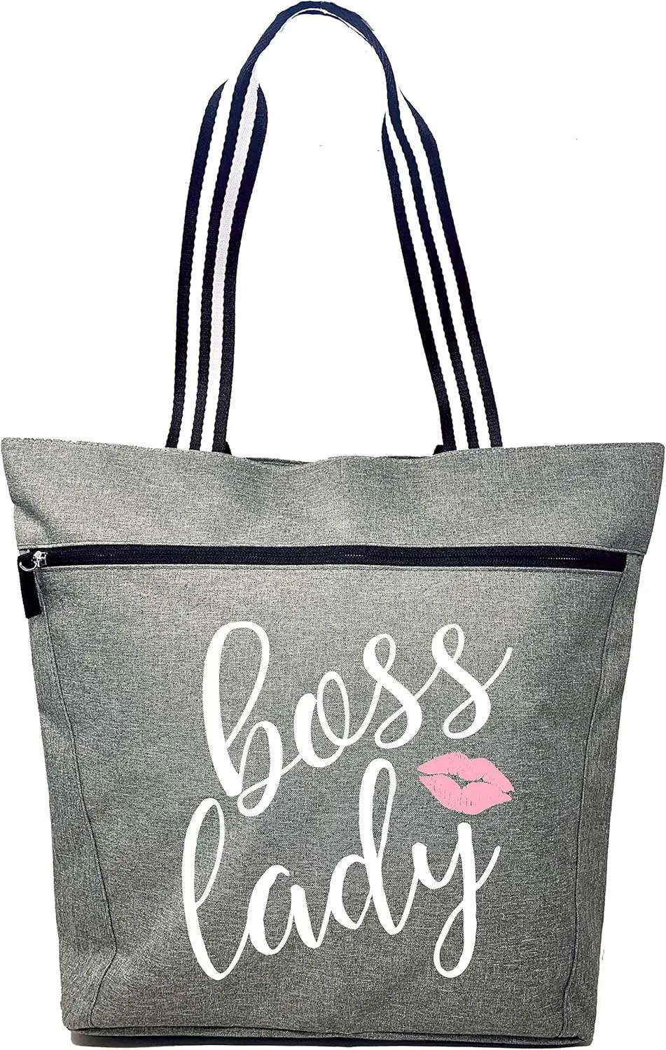 Brooke & Jess - Boss Lady Zippered Pocket Canvas Tote Bag - Gift Ideas for Female Bosses, Thank You Office Appreciation Gift