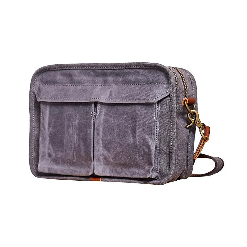 Canvas Cool Mens Small Square Side Bag Canvas Messenger Bags Canvas Travel Courier Bags for Men