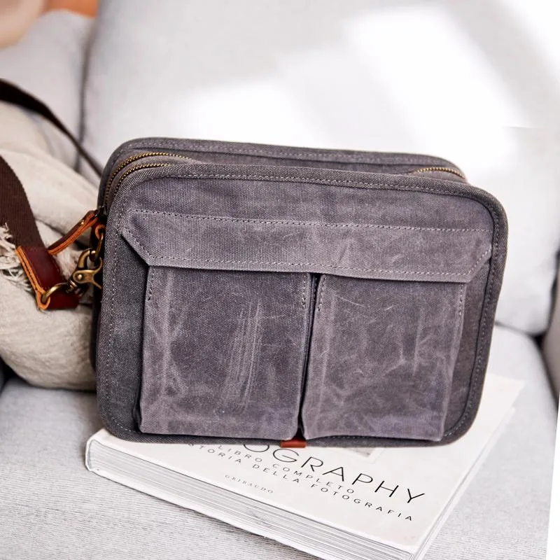 Canvas Cool Mens Small Square Side Bag Canvas Messenger Bags Canvas Travel Courier Bags for Men