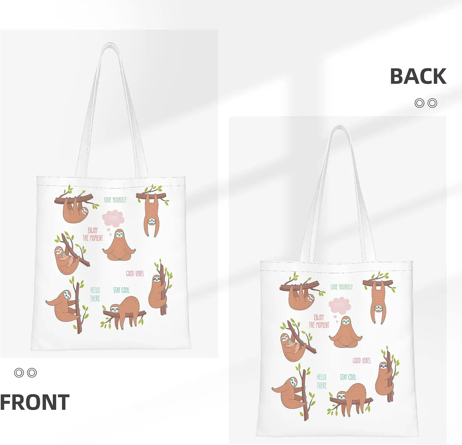 Canvas Tote BagViruses Cartoon Bacteria Emoticon Reusable Large Shopping Shoulder Tote Bag For Women