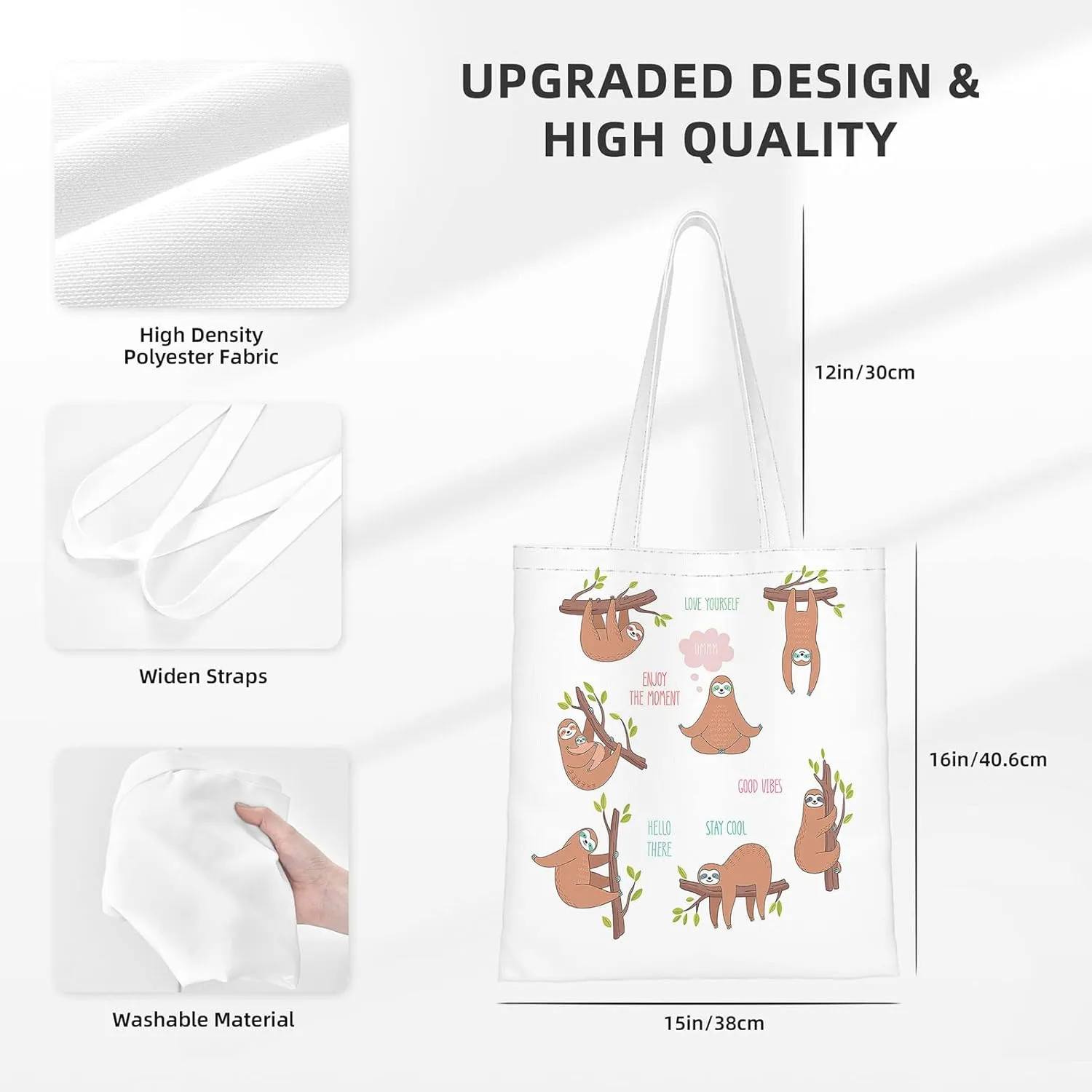 Canvas Tote BagViruses Cartoon Bacteria Emoticon Reusable Large Shopping Shoulder Tote Bag For Women