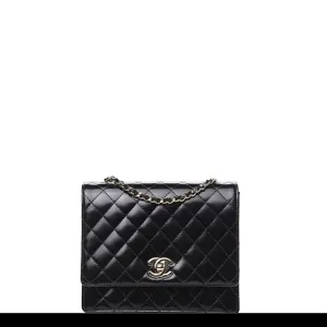 Chanel Black Quilted Rare Mini Classic Patent Flap Bag Silver Hardware Vintage