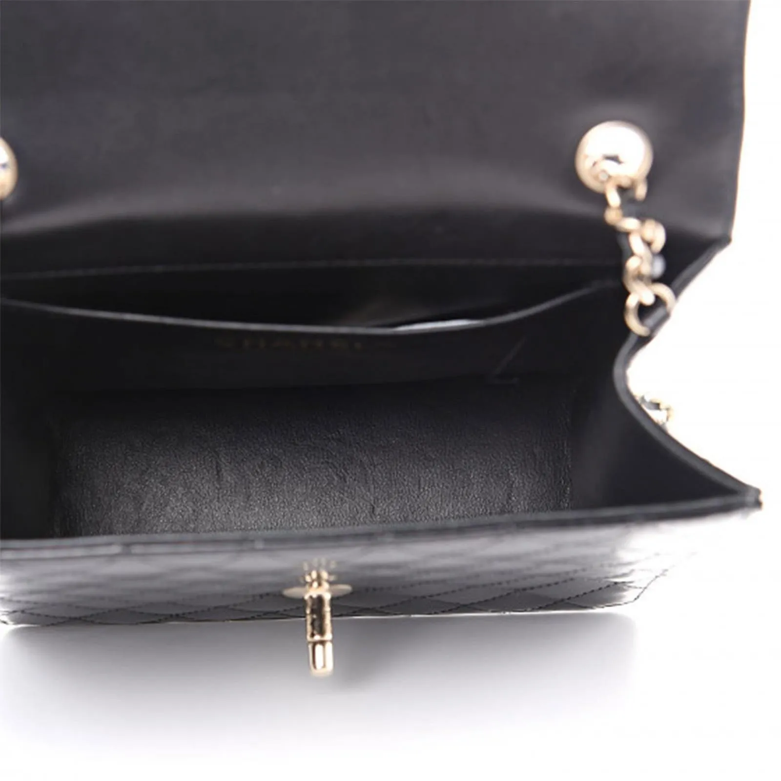 Chanel Black Quilted Rare Mini Classic Patent Flap Bag Silver Hardware Vintage