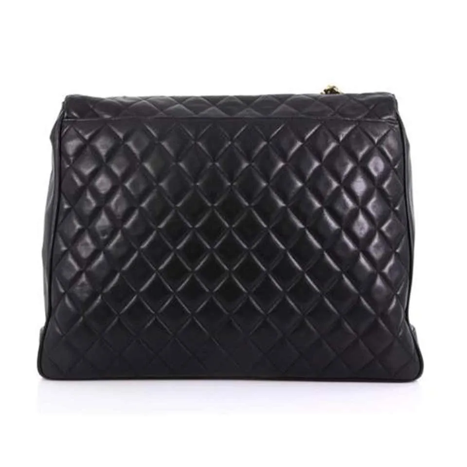 Chanel In The Classic Flap Vintage Large Business Shoulder Briefcase Black Bag