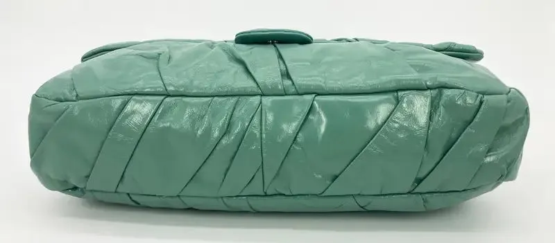 Chanel Teal Pleated Leather Soft Classic Flap