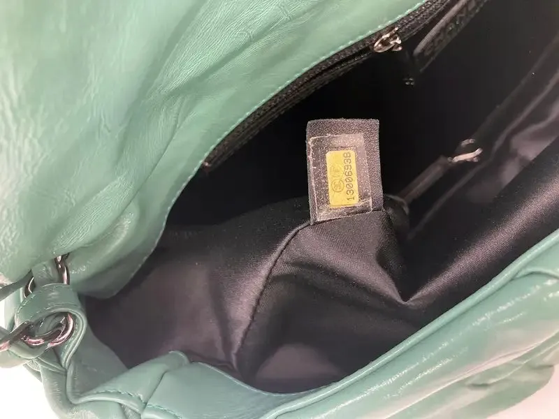Chanel Teal Pleated Leather Soft Classic Flap