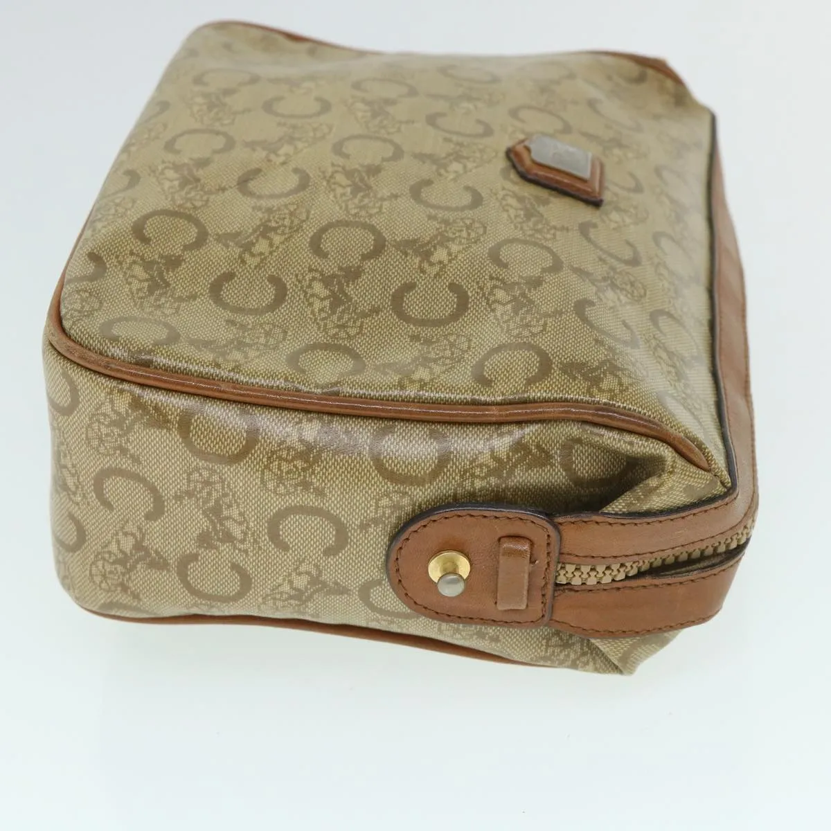 CHRISTIAN DIOR C Macadam Canvas Clutch Bag Coated Canvas Beige Auth bs8432
