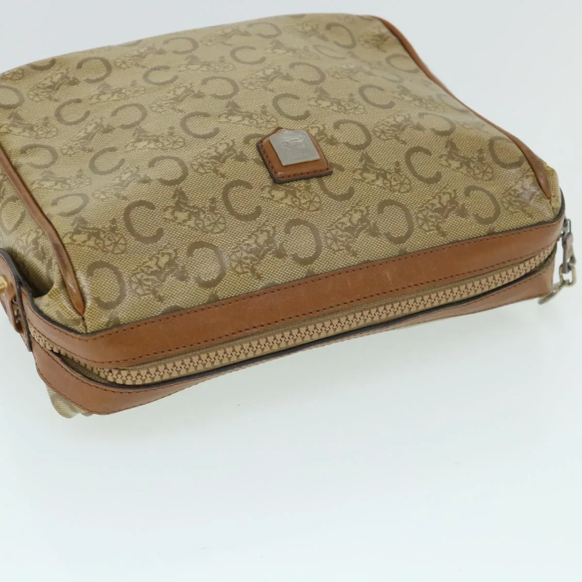 CHRISTIAN DIOR C Macadam Canvas Clutch Bag Coated Canvas Beige Auth bs8432