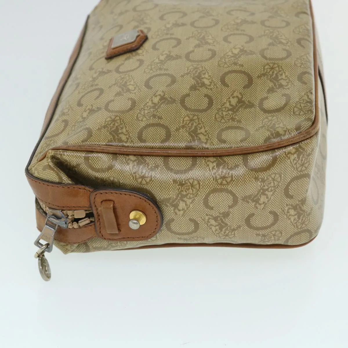 CHRISTIAN DIOR C Macadam Canvas Clutch Bag Coated Canvas Beige Auth bs8432