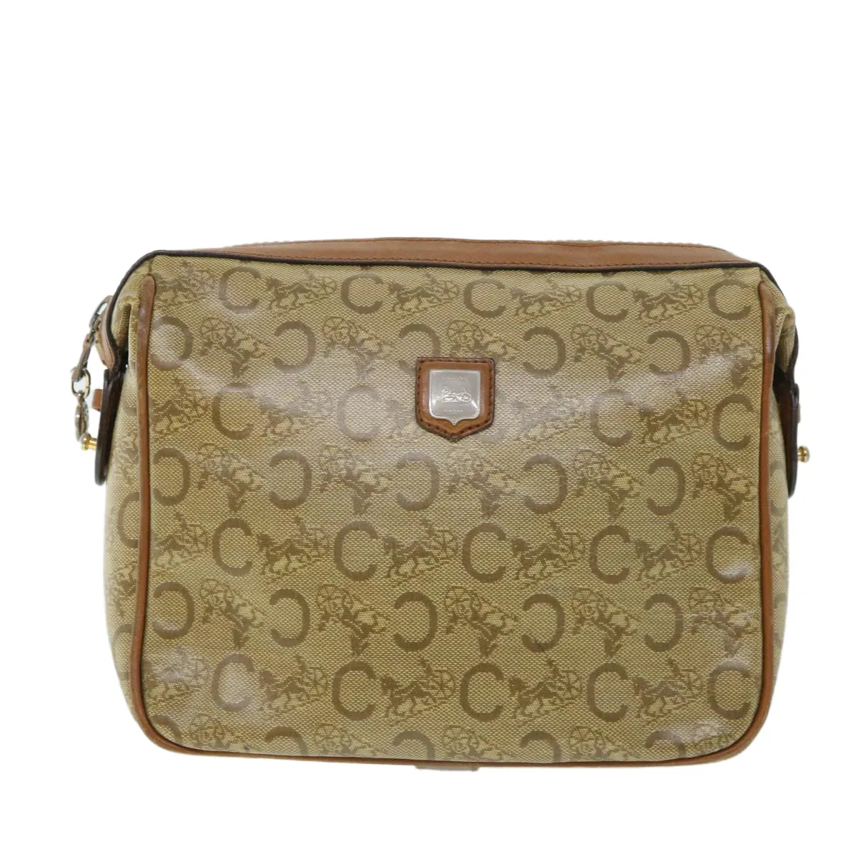 CHRISTIAN DIOR C Macadam Canvas Clutch Bag Coated Canvas Beige Auth bs8432
