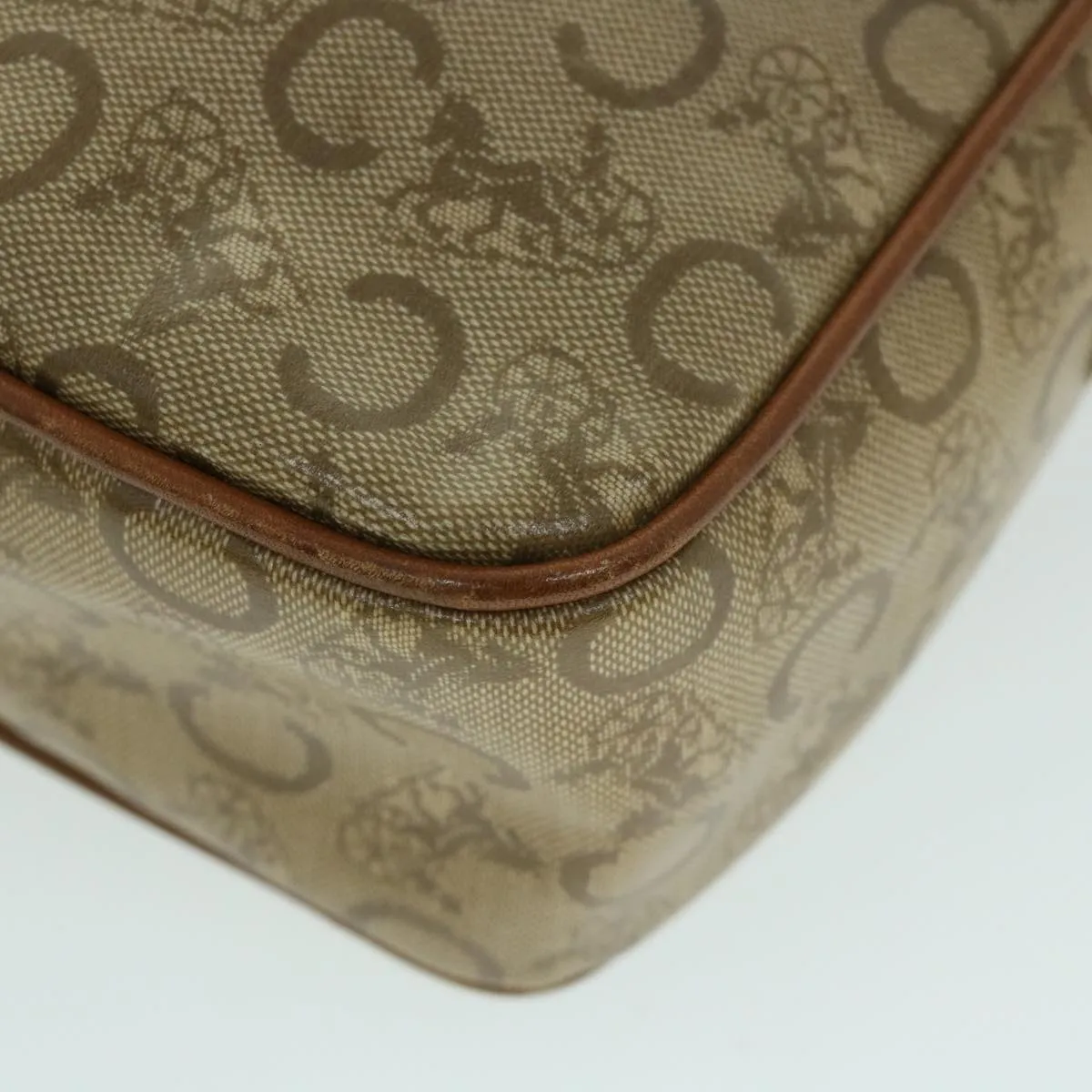 CHRISTIAN DIOR C Macadam Canvas Clutch Bag Coated Canvas Beige Auth bs8432