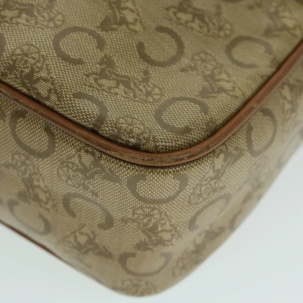 CHRISTIAN DIOR C Macadam Canvas Clutch Bag Coated Canvas Beige Auth bs8432