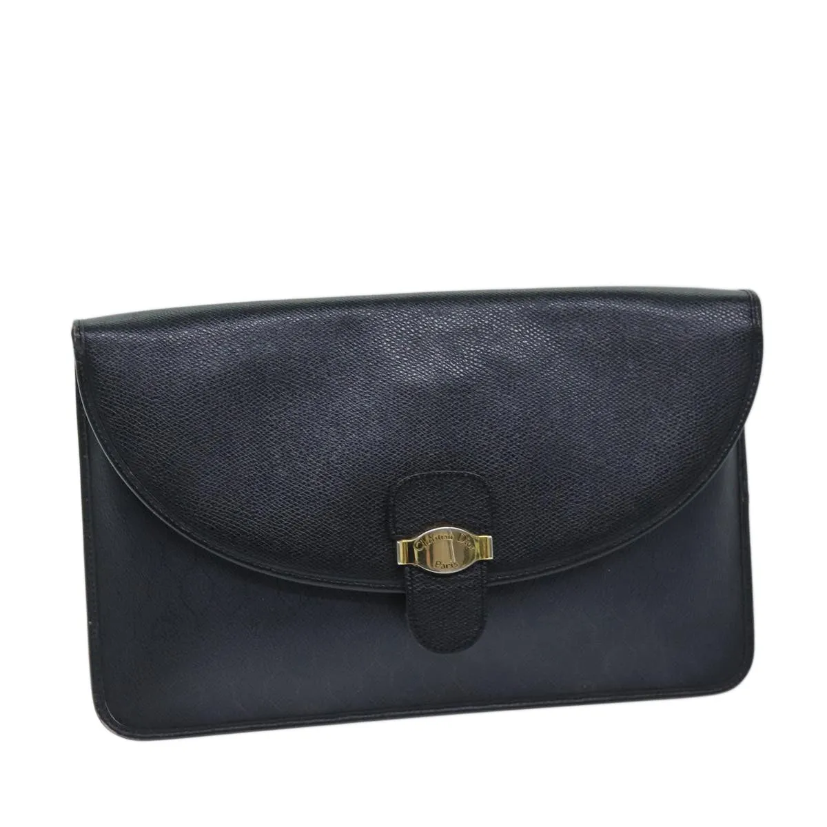 CHRISTIAN DIOR Honeycomb Canvas Clutch Bag PVC Leather Black Auth 74029