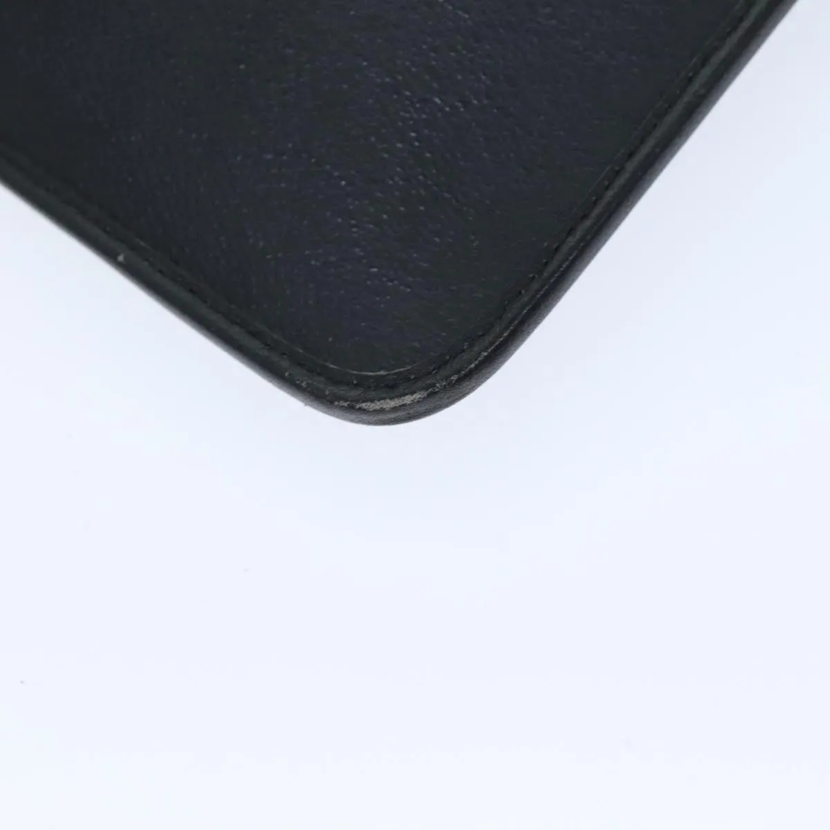 CHRISTIAN DIOR Honeycomb Canvas Clutch Bag PVC Leather Black Auth 74029