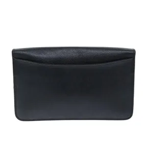 CHRISTIAN DIOR Honeycomb Canvas Clutch Bag PVC Leather Black Auth 74029