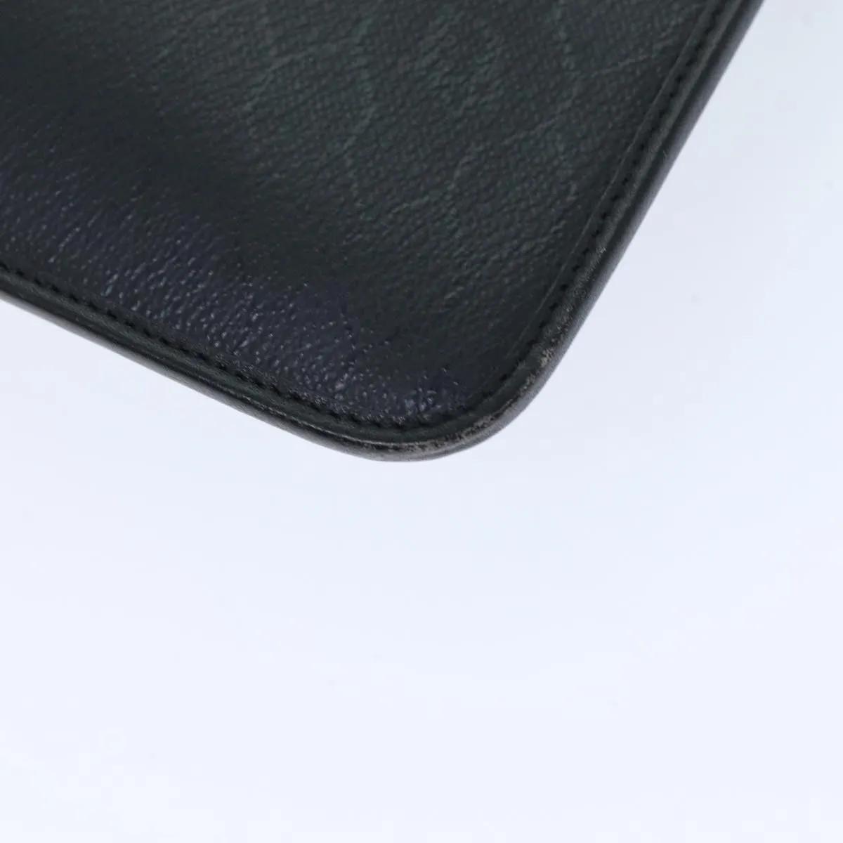 CHRISTIAN DIOR Honeycomb Canvas Clutch Bag PVC Leather Black Auth 74029