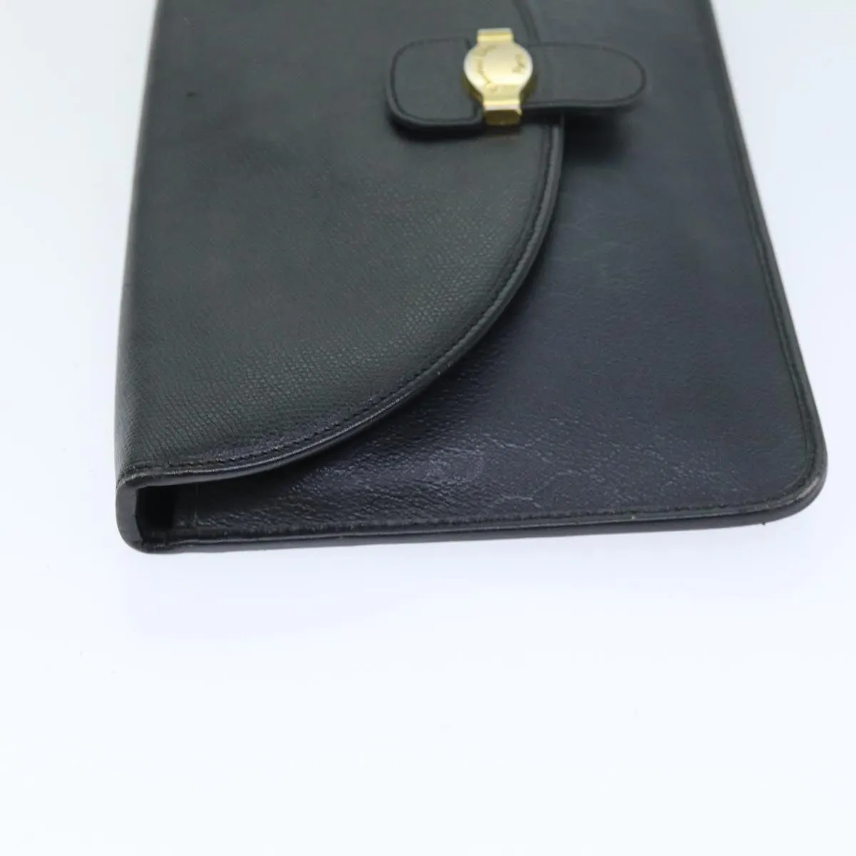 CHRISTIAN DIOR Honeycomb Canvas Clutch Bag PVC Leather Black Auth 74029