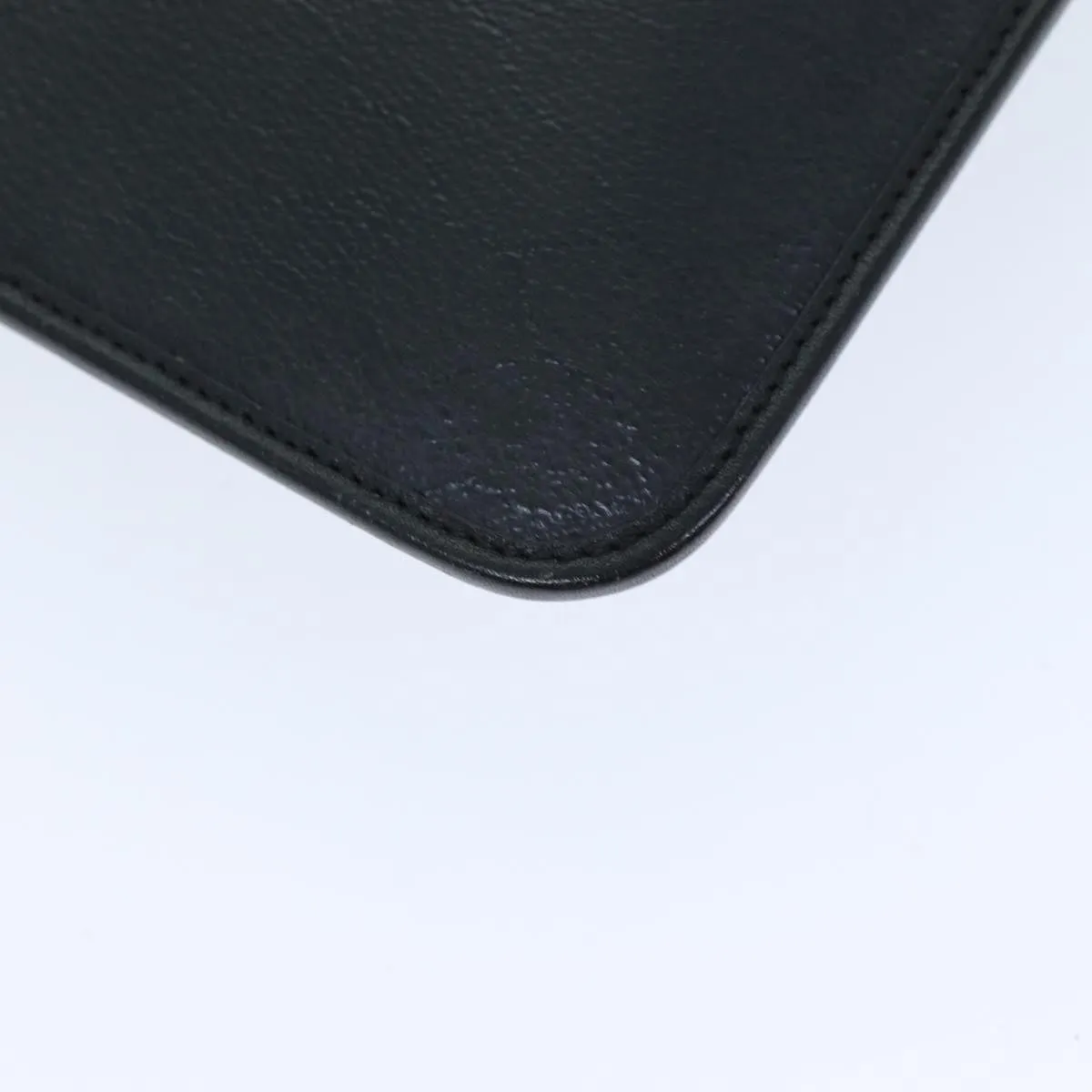 CHRISTIAN DIOR Honeycomb Canvas Clutch Bag PVC Leather Black Auth 74029