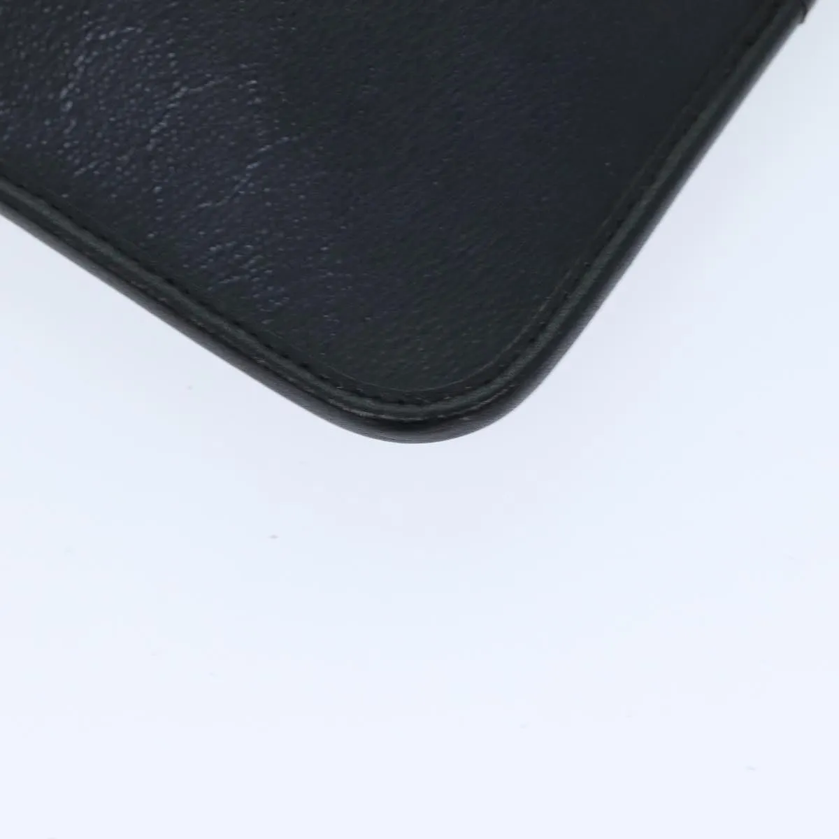 CHRISTIAN DIOR Honeycomb Canvas Clutch Bag PVC Leather Black Auth 74029