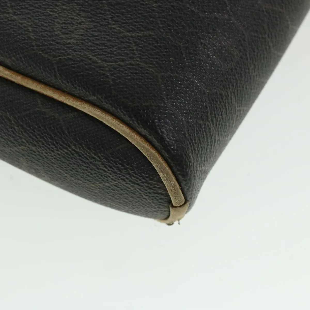CHRISTIAN DIOR Honeycomb Canvas Shoulder Bag PVC Leather Black Auth 56325