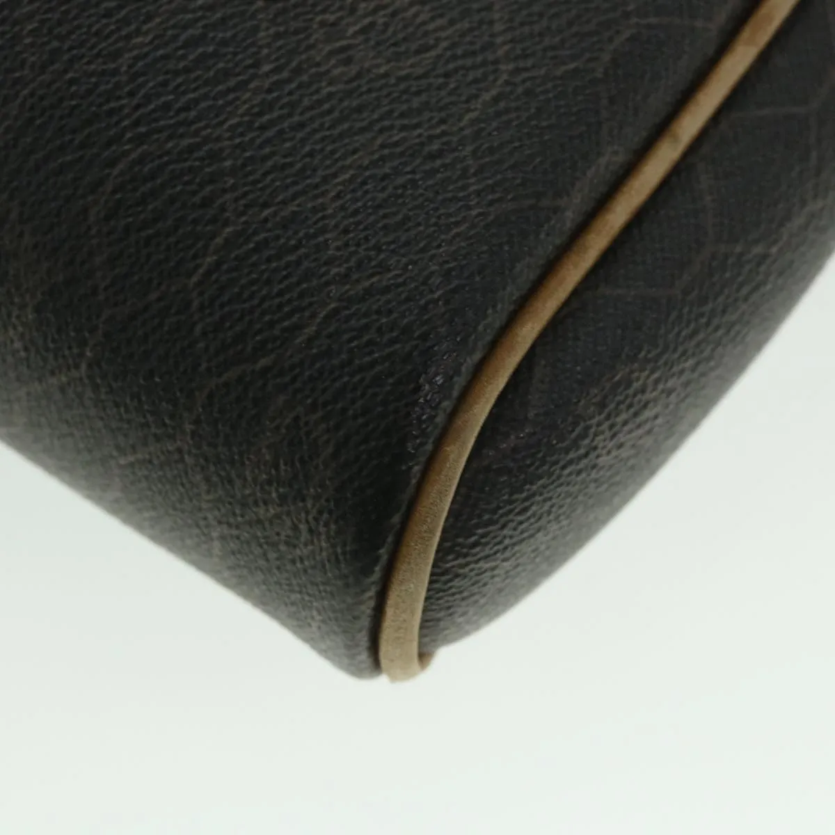CHRISTIAN DIOR Honeycomb Canvas Shoulder Bag PVC Leather Black Auth 56325
