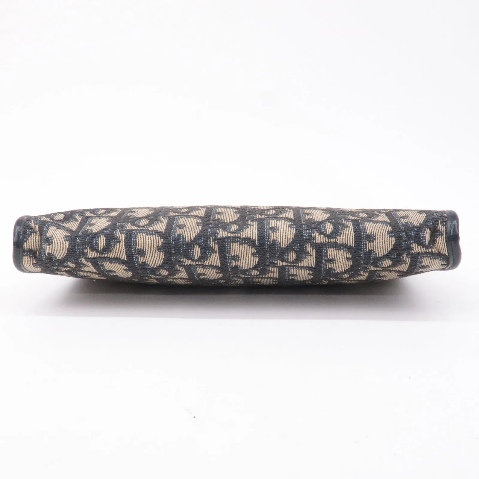 Christian Dior Trotter Canvas Leather Clasp Clutch Pouch Navy