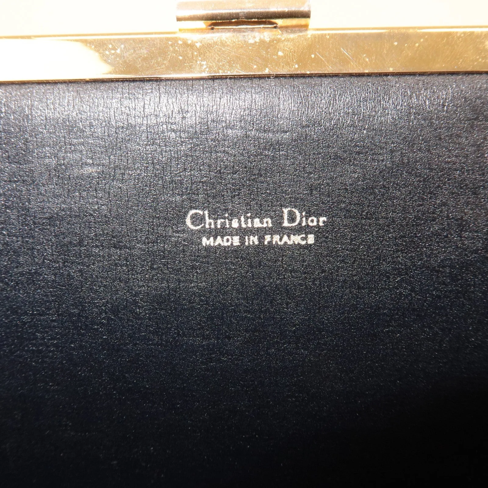 Christian Dior Trotter Canvas Leather Clasp Clutch Pouch Navy