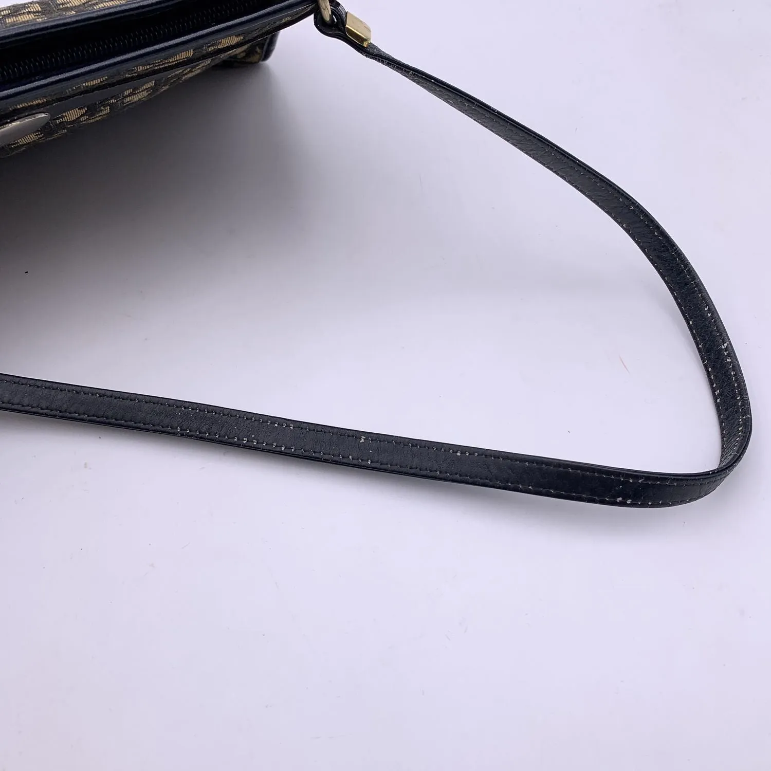 CHRISTIAN DIOR Vintage Blue Oblique Canvas Monogram Shoulder Bag