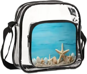 Clear Crossbody Bag with Adjustable Shoulder Strap, PVC Transparent Purse Messenger Bag for Women and Men