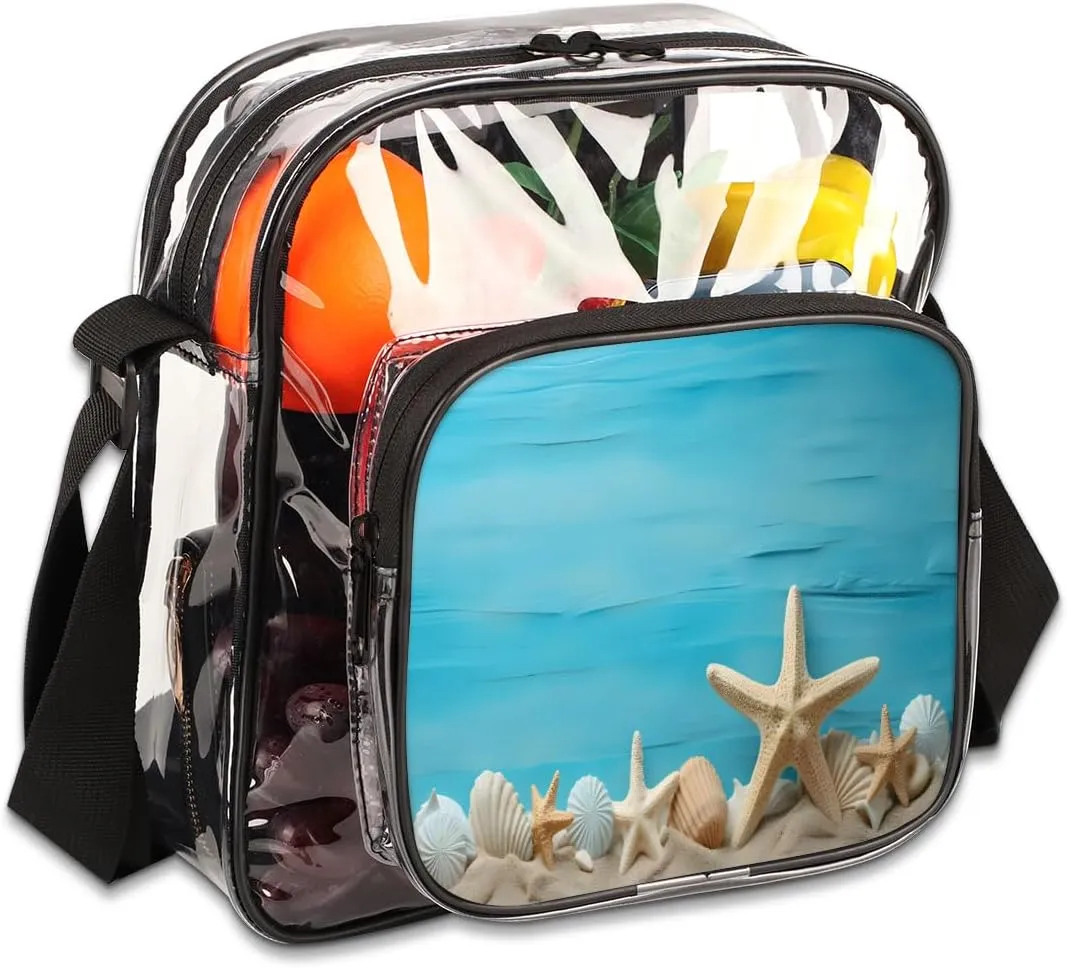 Clear Crossbody Bag with Adjustable Shoulder Strap, PVC Transparent Purse Messenger Bag for Women and Men