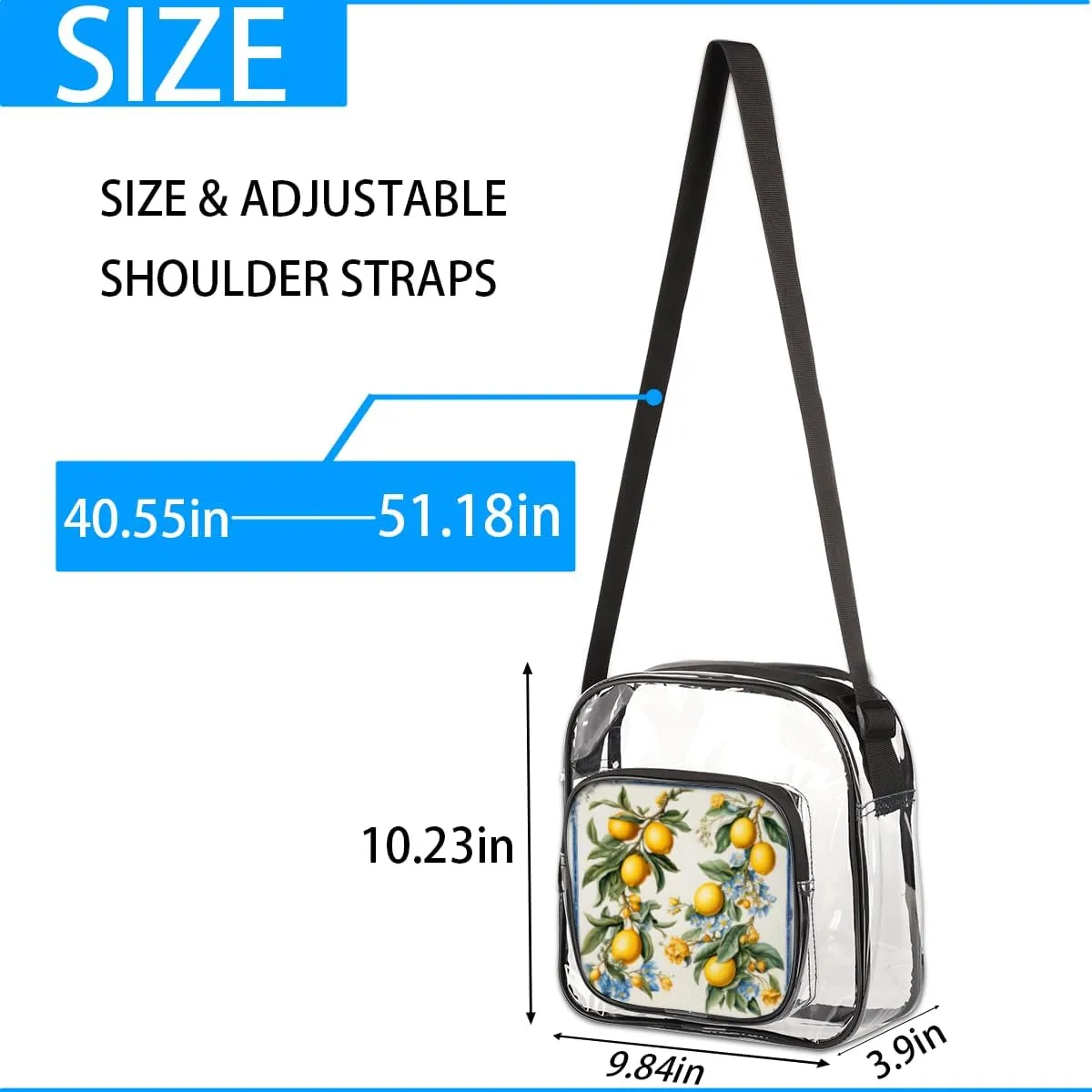 Clear Crossbody Bag with Adjustable Shoulder Strap, PVC Transparent Purse Messenger Bag for Women and Men