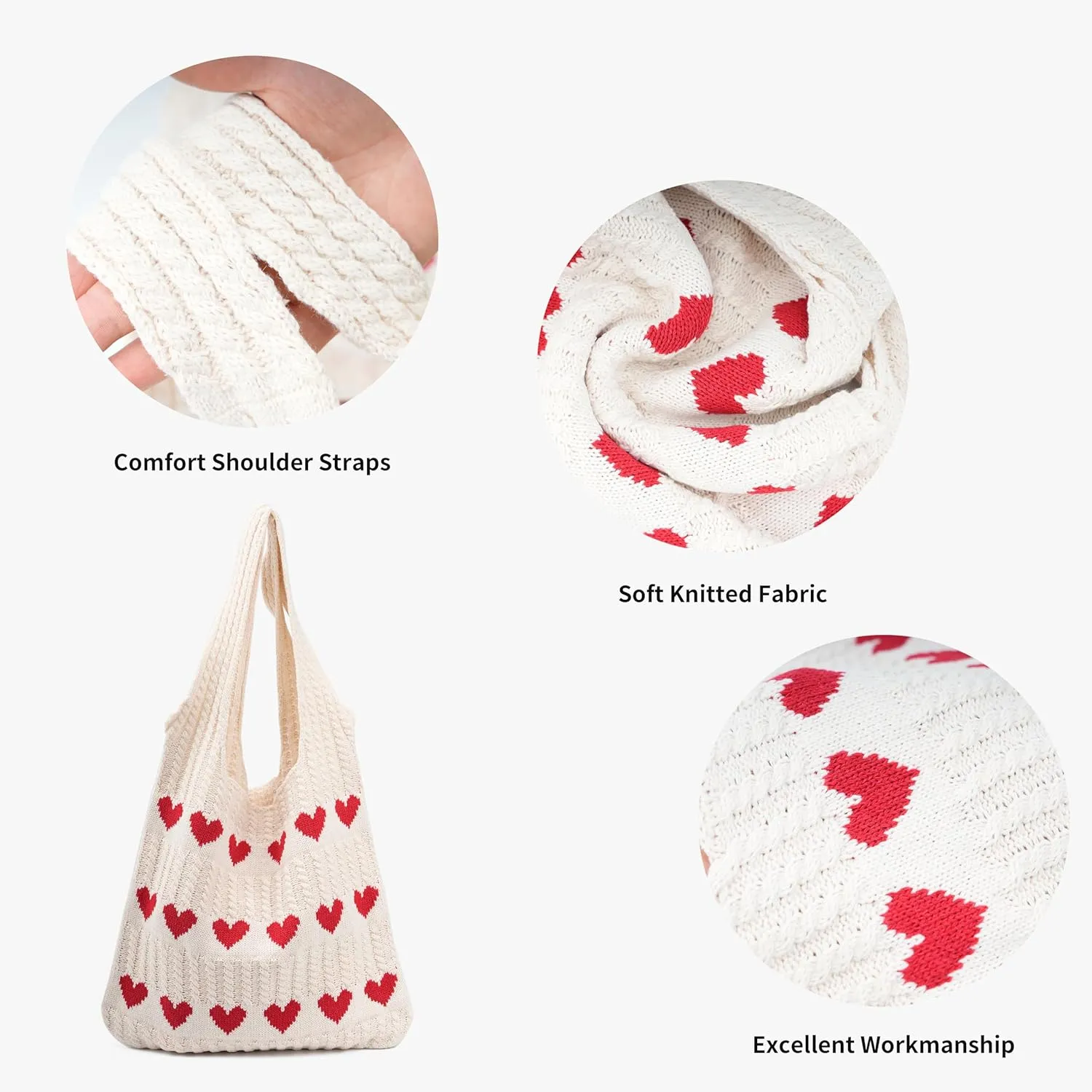 Crochet Tote Bag Cute Knit Summer Beach Tote Bags Aesthetic Vacation Bag for Women
