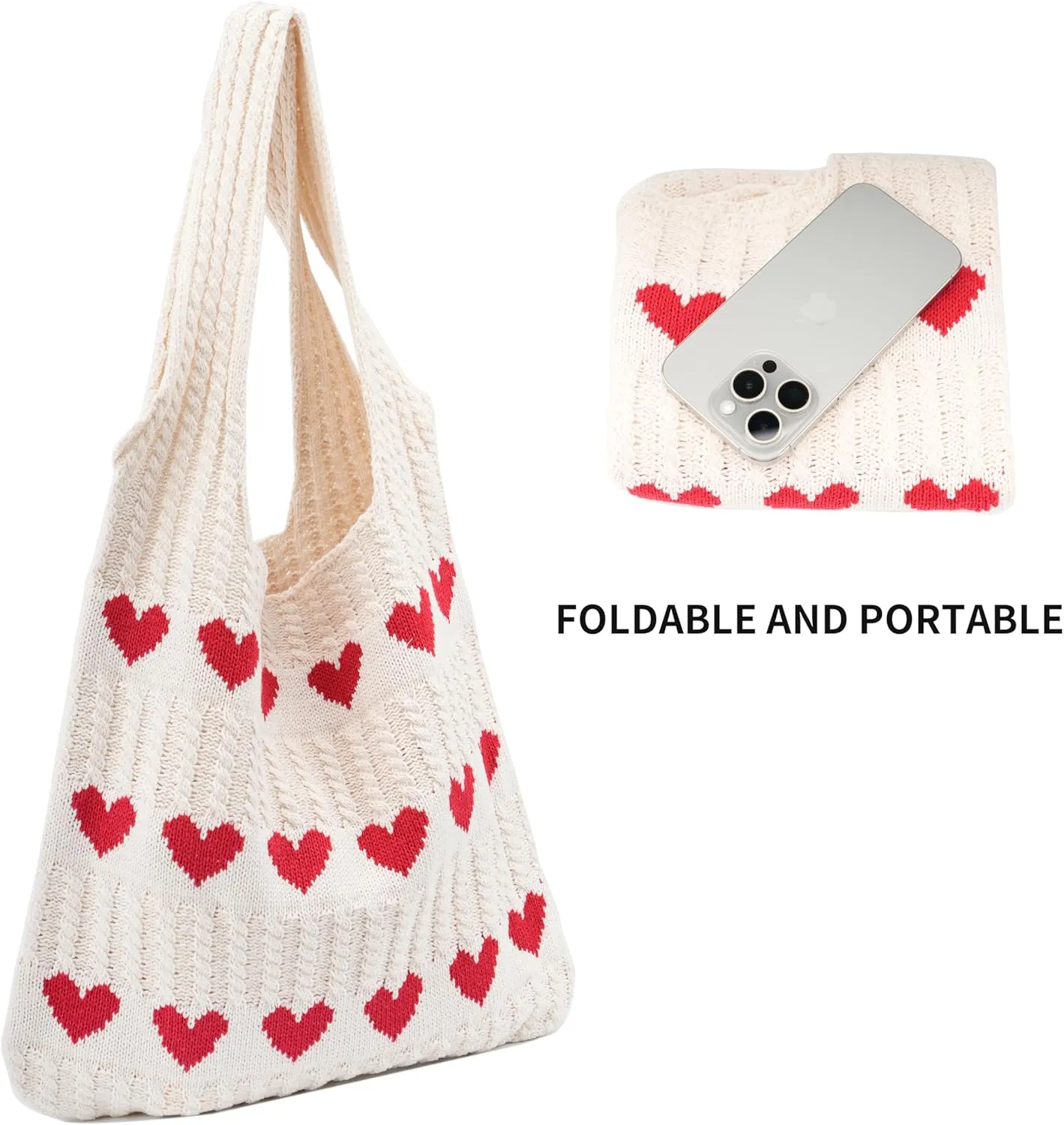 Crochet Tote Bag Cute Knit Summer Beach Tote Bags Aesthetic Vacation Bag for Women