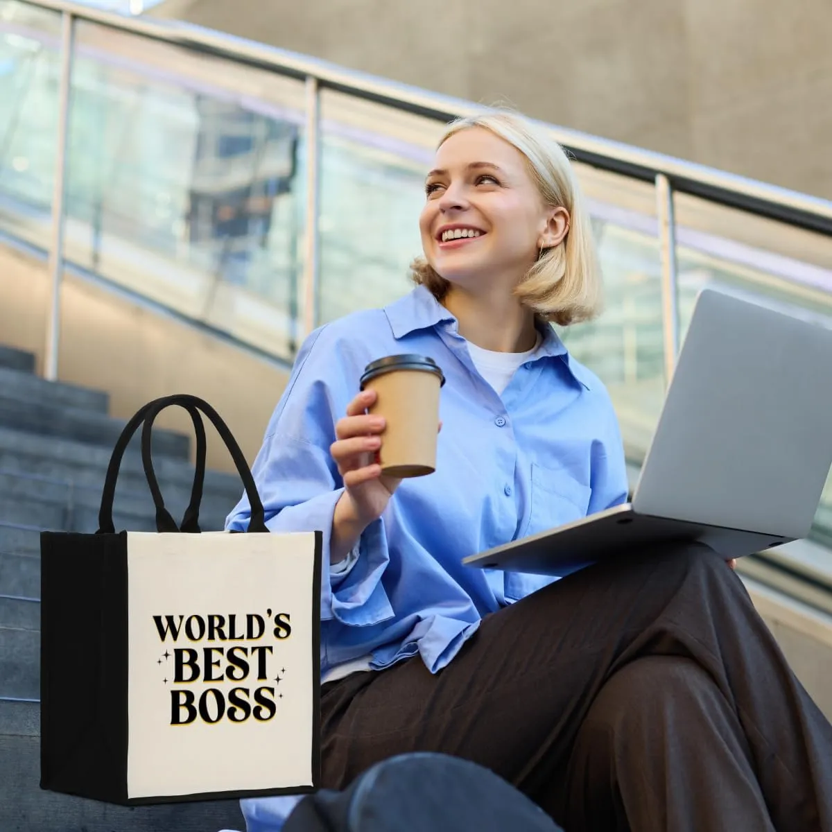 Decohim Boss Lady Gifts for Women, Supervisor & Leadership Gifts, Waterproof Canvas Tote Bag for Boss Day & Christmas
