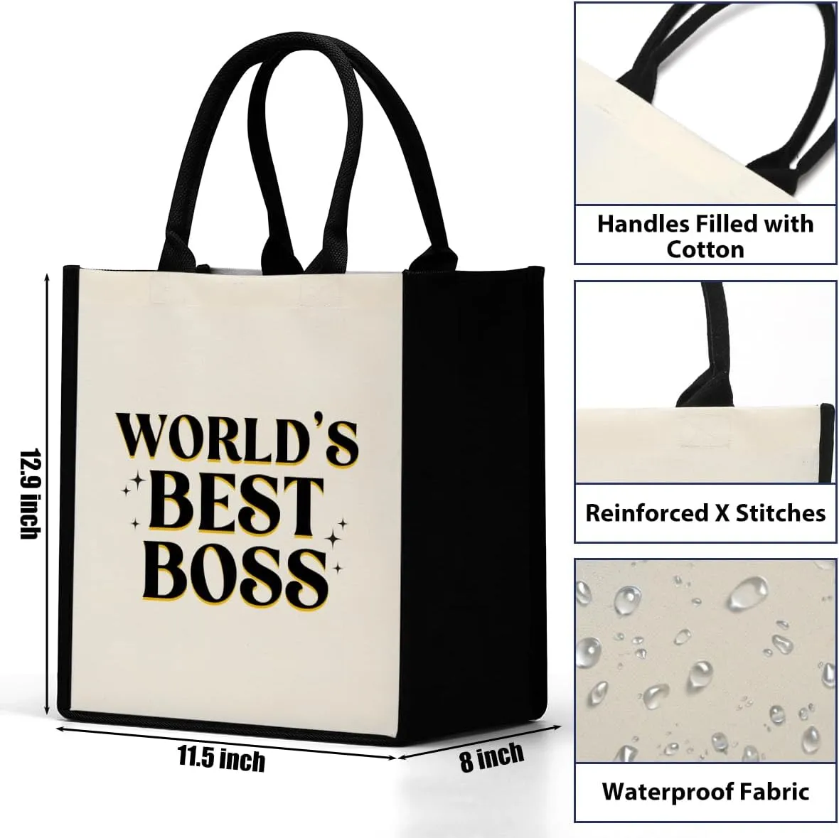 Decohim Boss Lady Gifts for Women, Supervisor & Leadership Gifts, Waterproof Canvas Tote Bag for Boss Day & Christmas