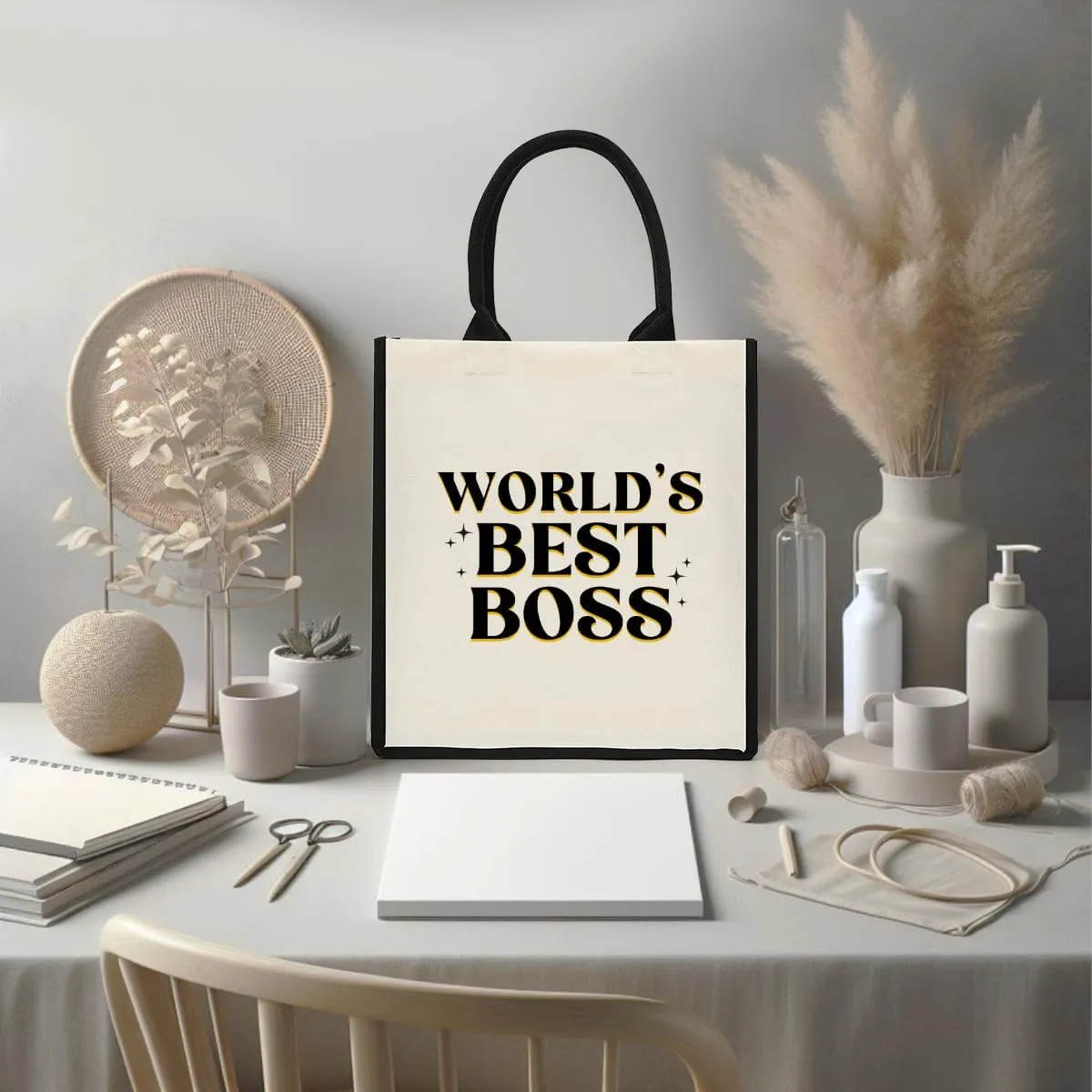 Decohim Boss Lady Gifts for Women, Supervisor & Leadership Gifts, Waterproof Canvas Tote Bag for Boss Day & Christmas