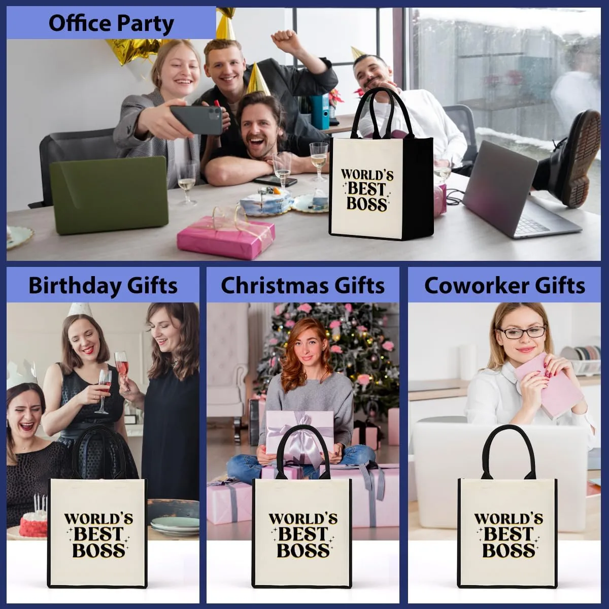 Decohim Boss Lady Gifts for Women, Supervisor & Leadership Gifts, Waterproof Canvas Tote Bag for Boss Day & Christmas