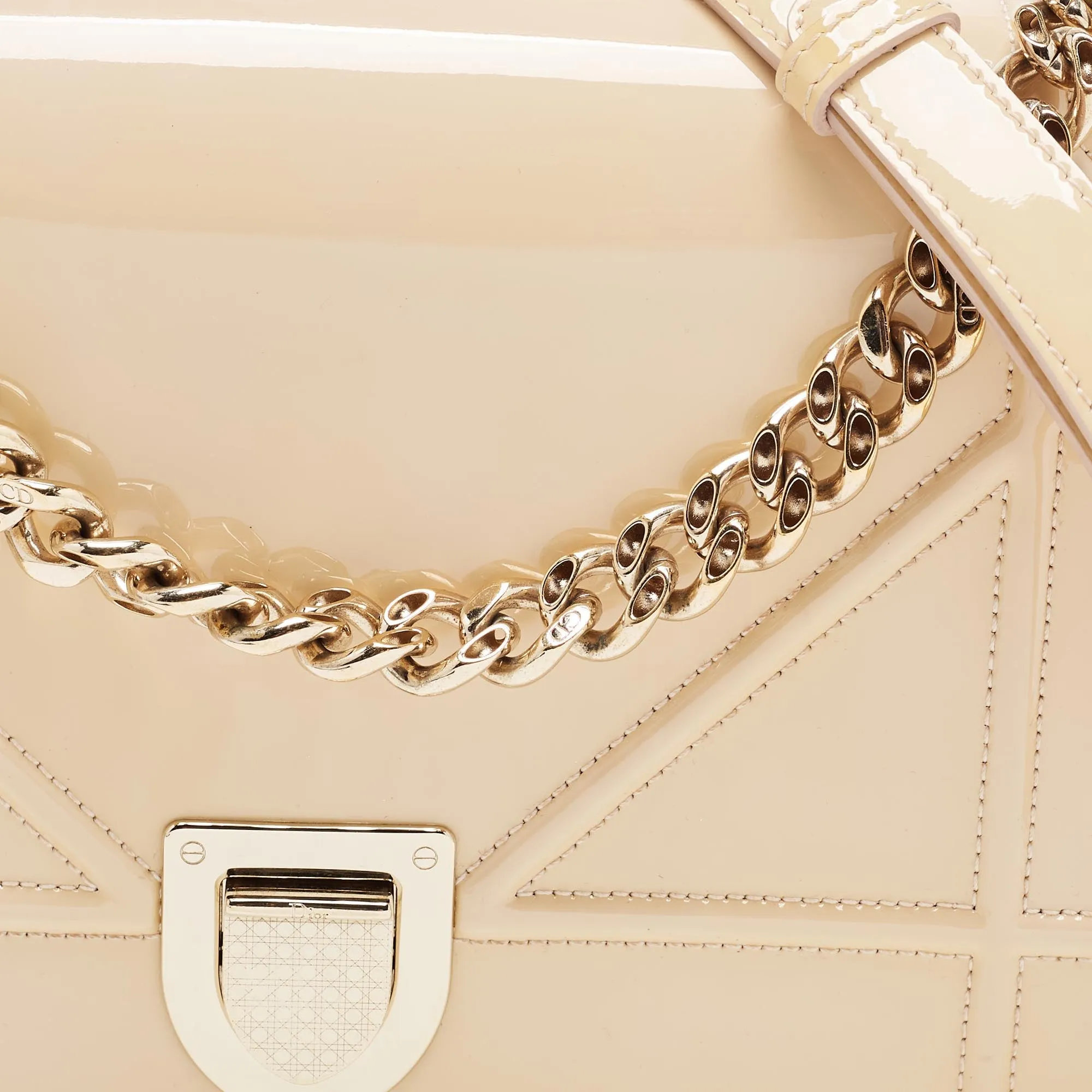 DIOR Beige Patent Leather Medium ama Shoulder Bag