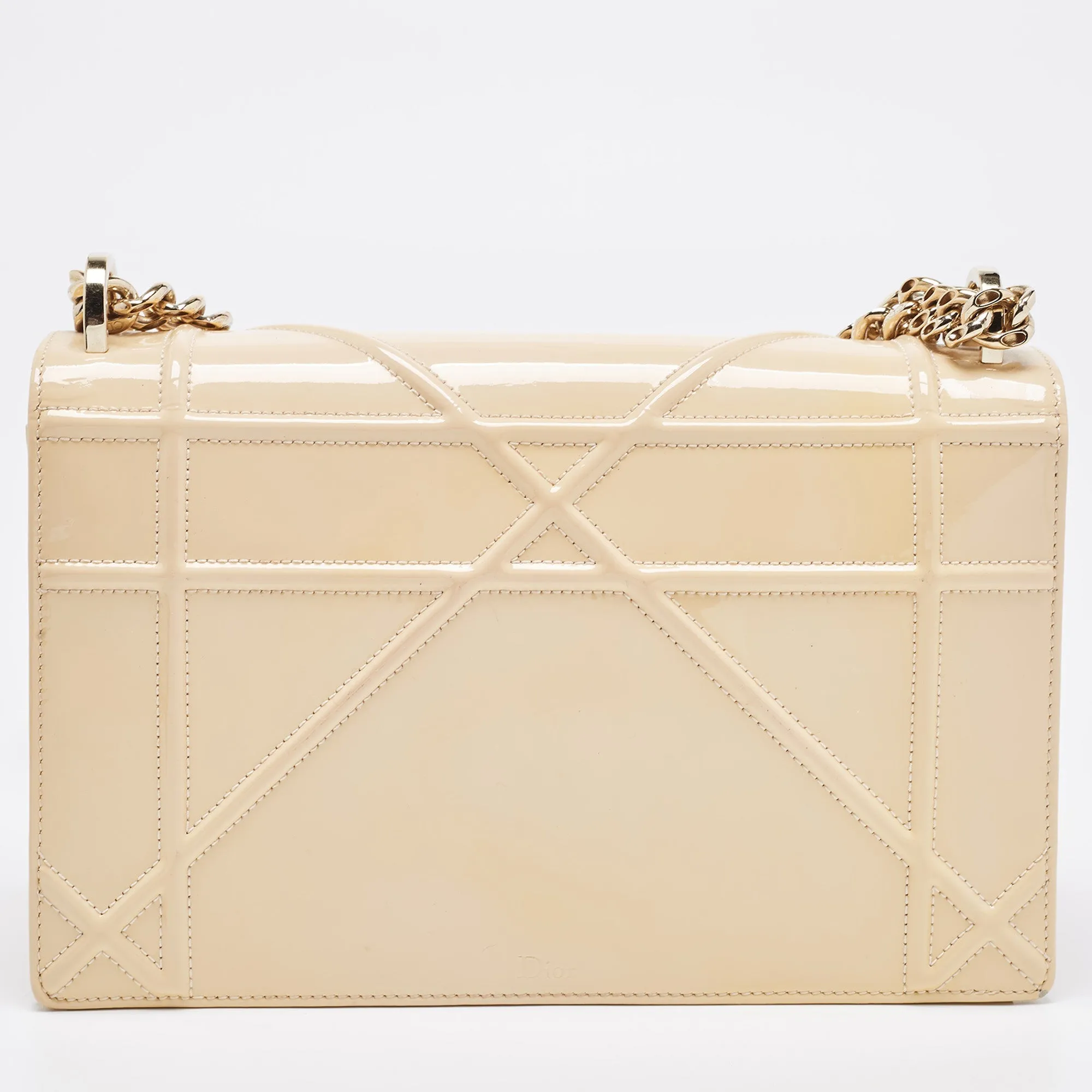 DIOR Beige Patent Leather Medium ama Shoulder Bag
